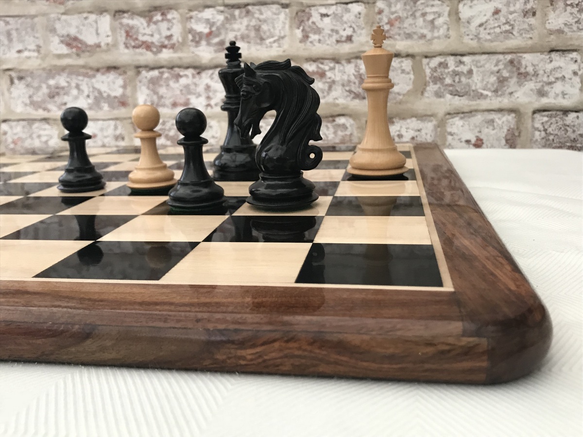 Ebony Chess Board with Rosewood Border - 2in Squares