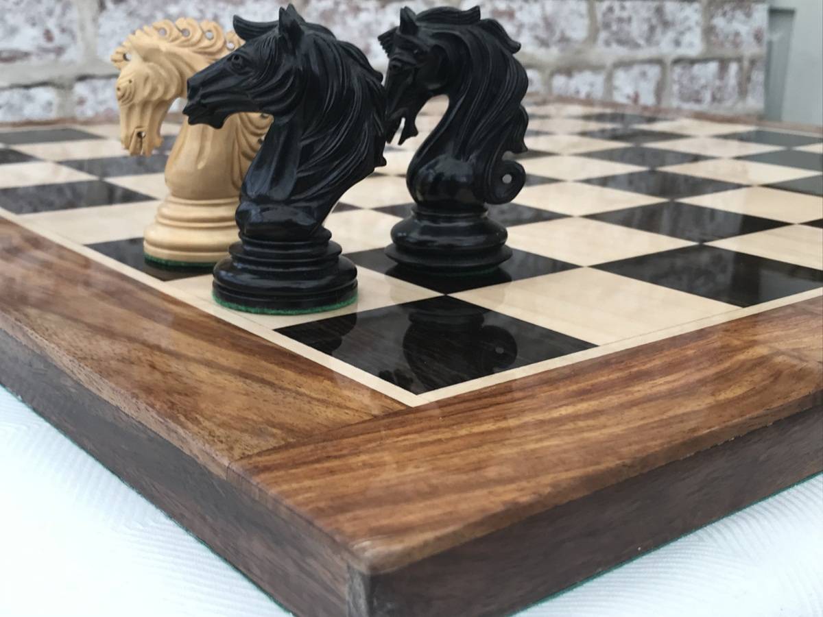 Ebony Chess Board with Rosewood Border - 2in Squares