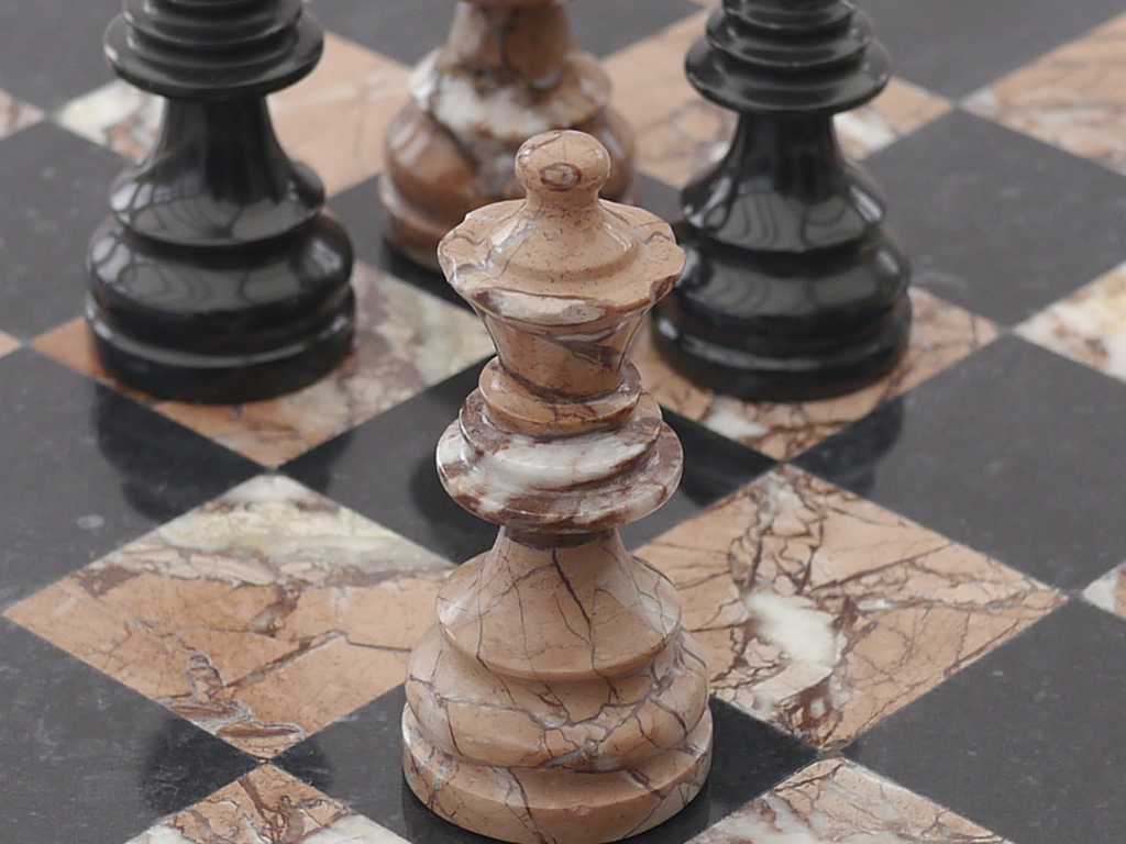 Marina and Boticini Black Marble Chess Set with Marble Board