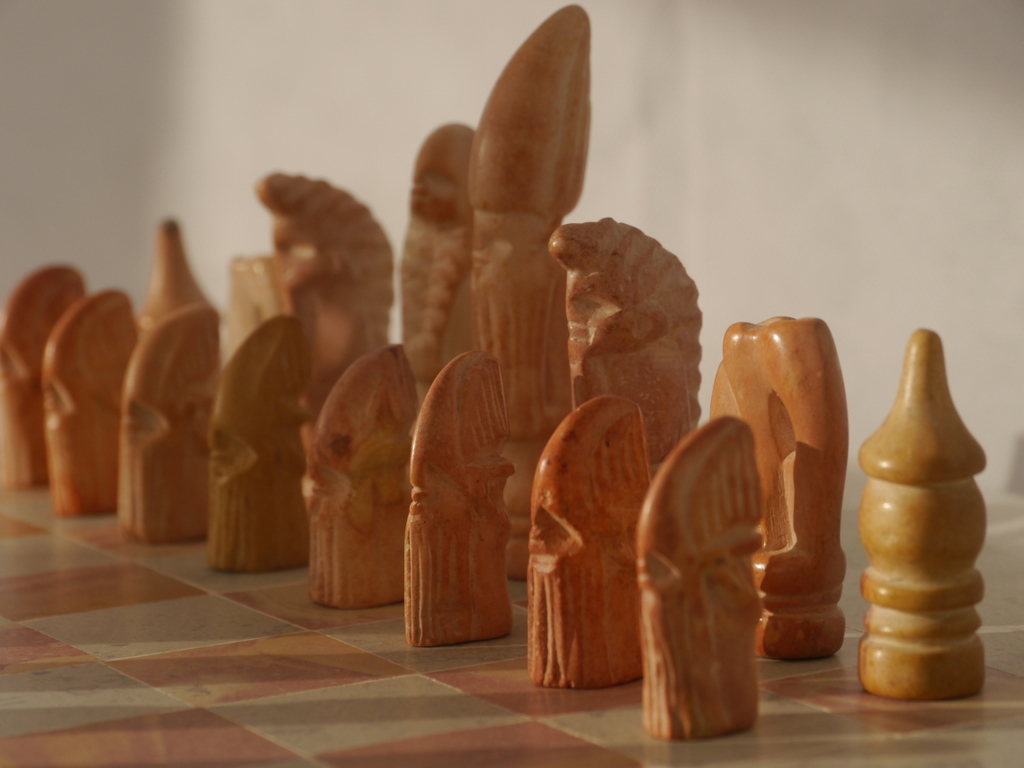 Small African Tribal Marble Chess Set with Round Marble ...
