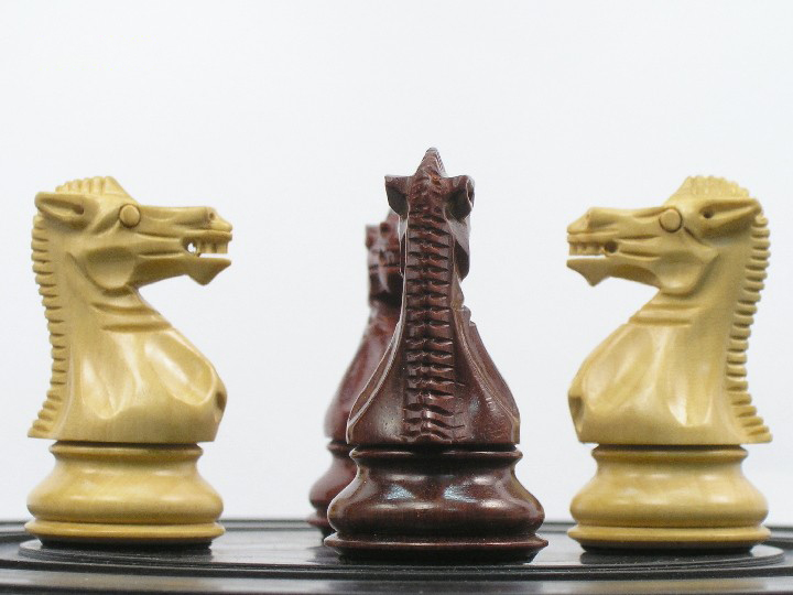 French Knight Series Rosewood Staunton Chess Pieces 3.25 Inches