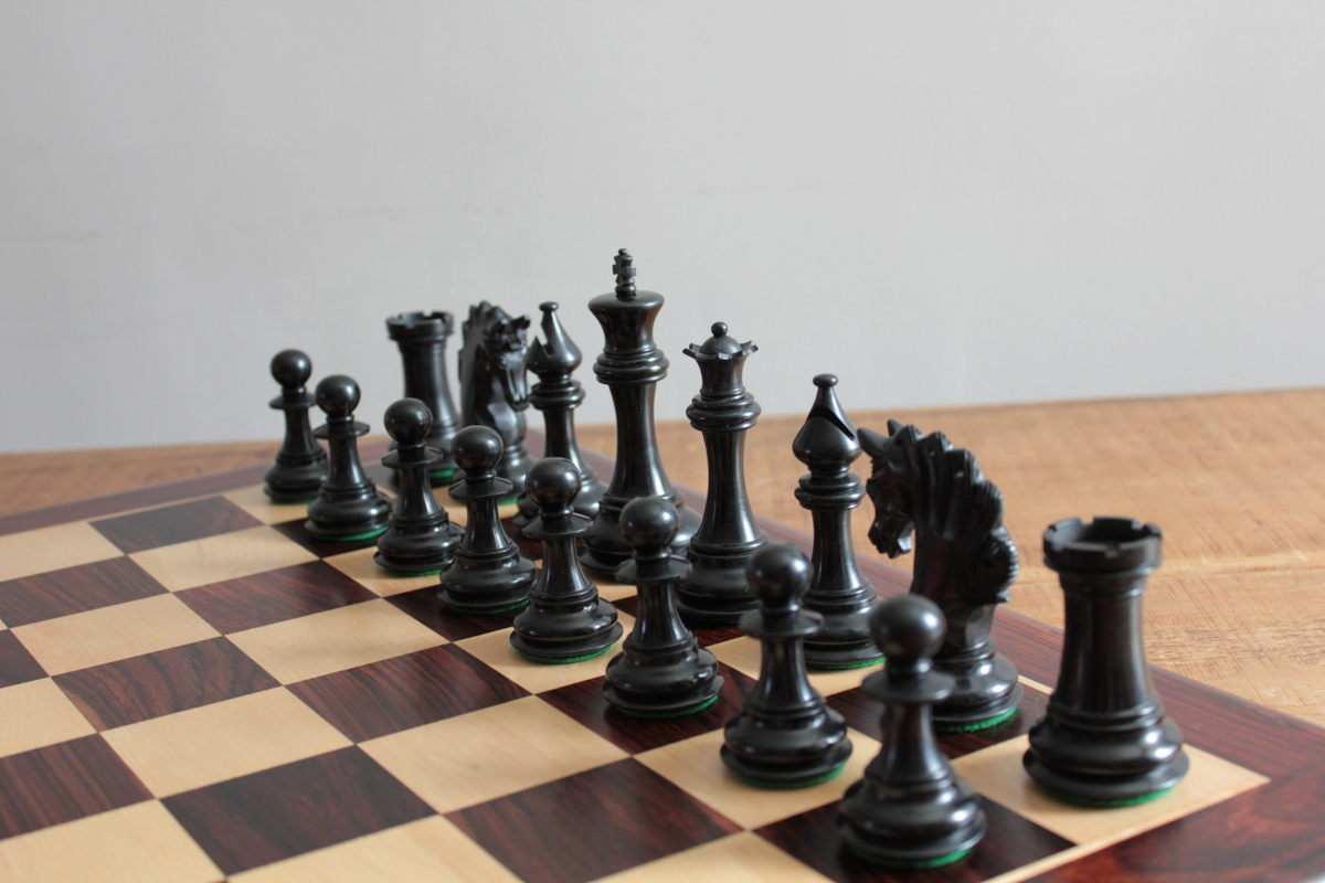 The Mayfield Ebonized Triple Weighted Chess Pieces - ChessBaron Chess Sets  USA - Call (213) 325 6540