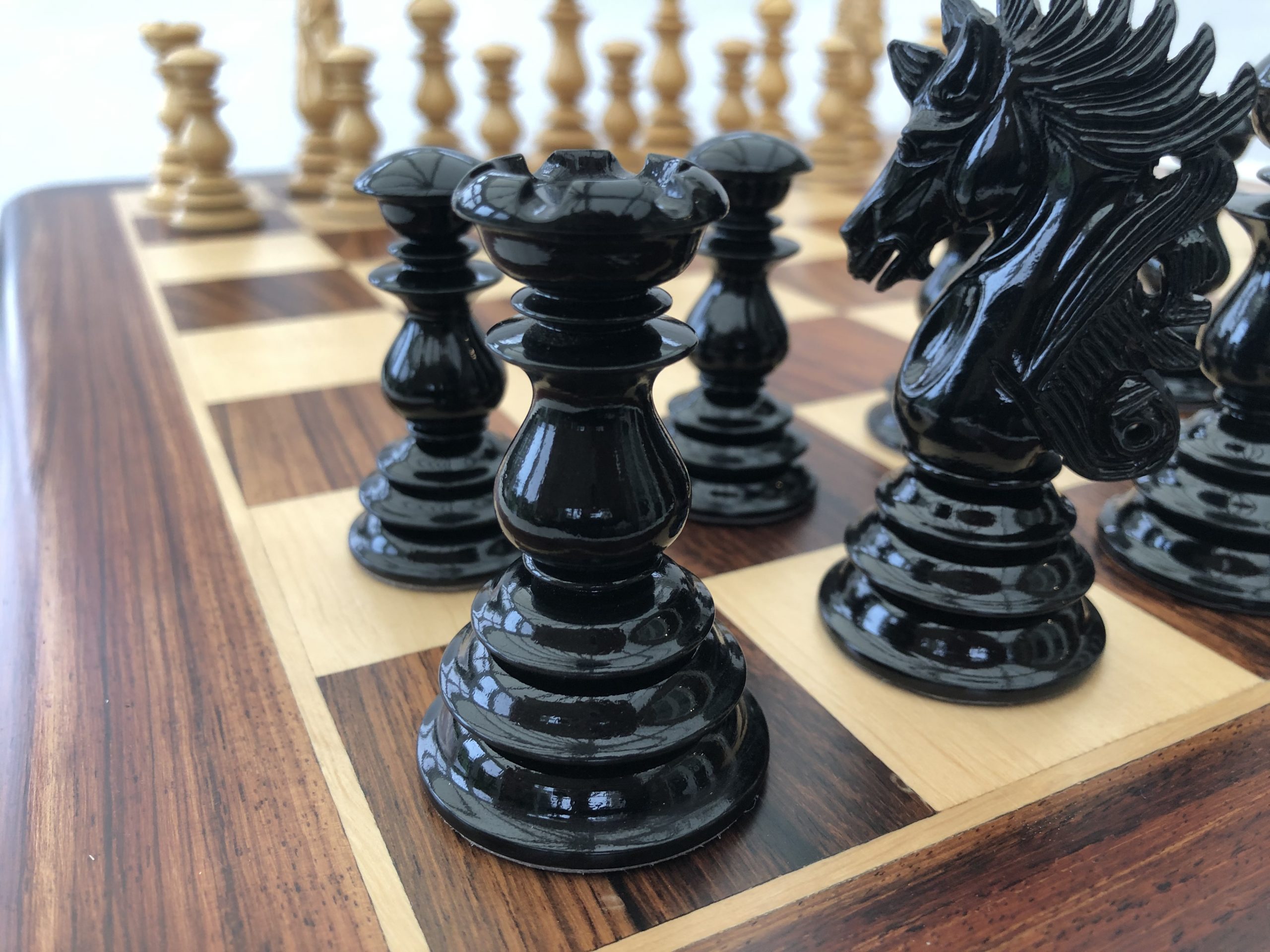 The Arabian - Triple Weighted Ebony Chess Pieces - ChessBaron Chess Sets  USA - Call (213) 325 6540