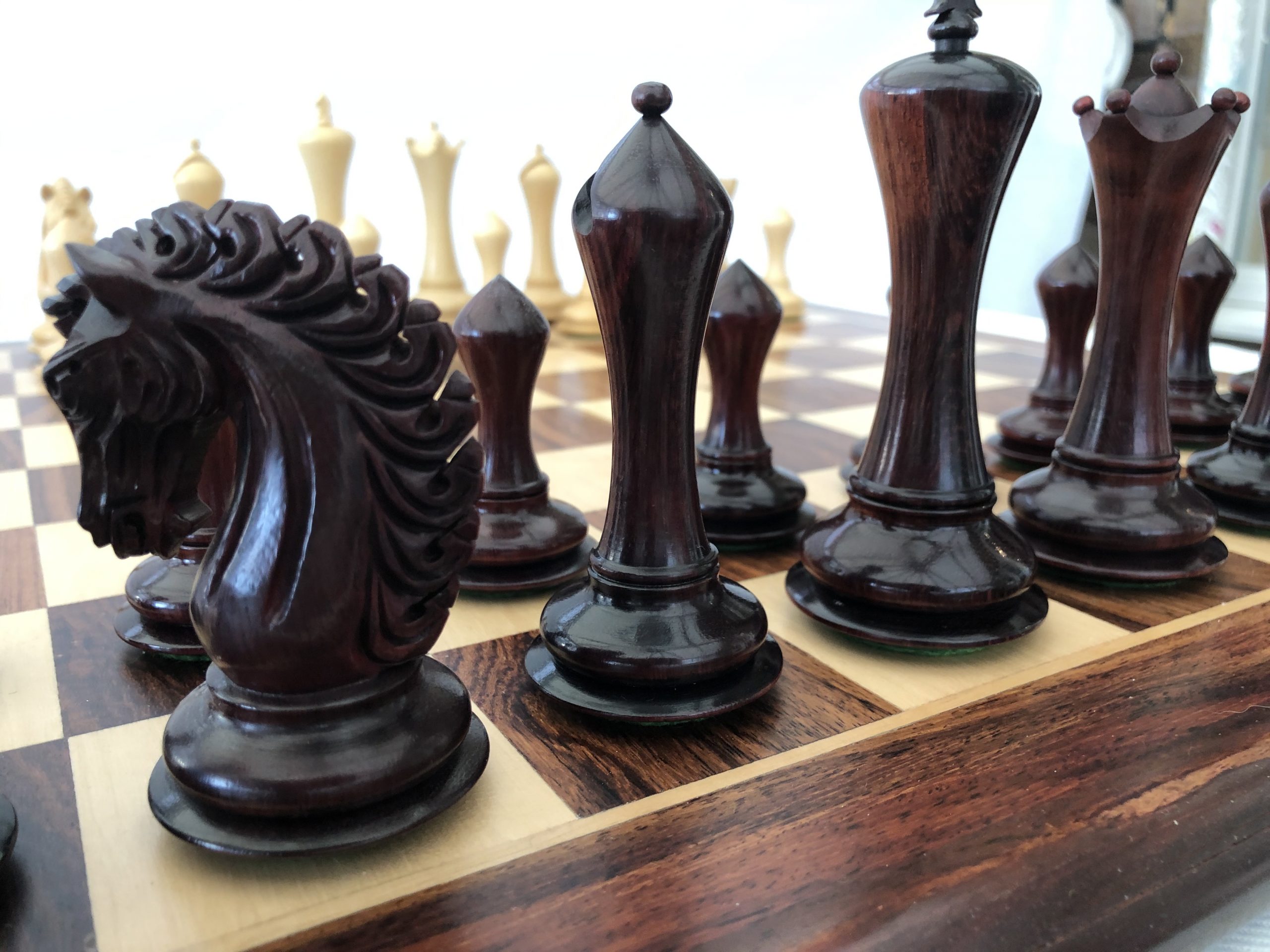 Ebony Chess Board with Rosewood Border - 2in Squares