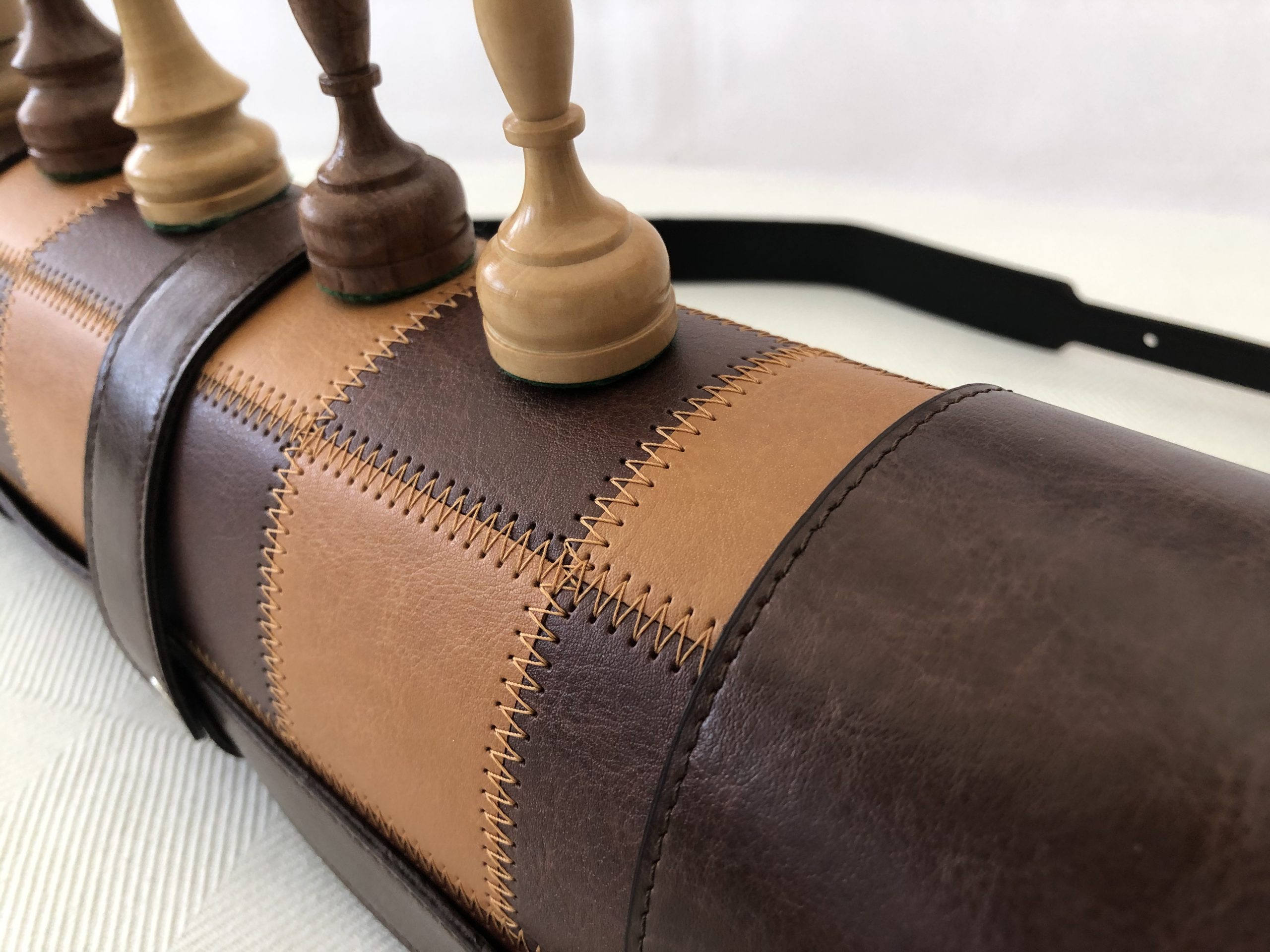 Rollup Thick Leather Chess Case, Mat and Weighted Chess Pieces - ChessBaron Chess  Sets Canada - Call (213) 325 6540