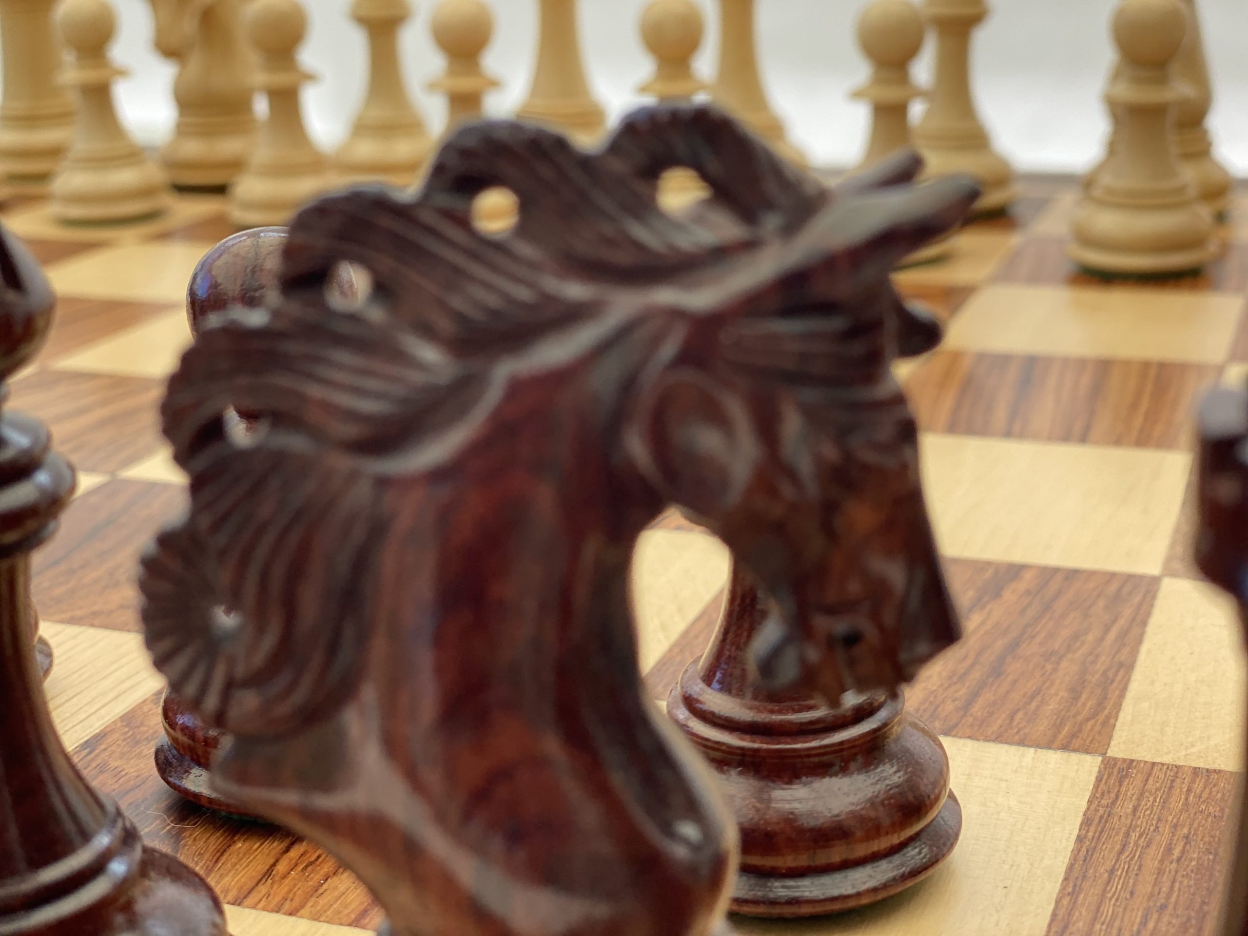 Combo of Paperweight Rook, Bishop & Pawn Chess Pieces in Box Wood & Bud  Rosewood - 4.52