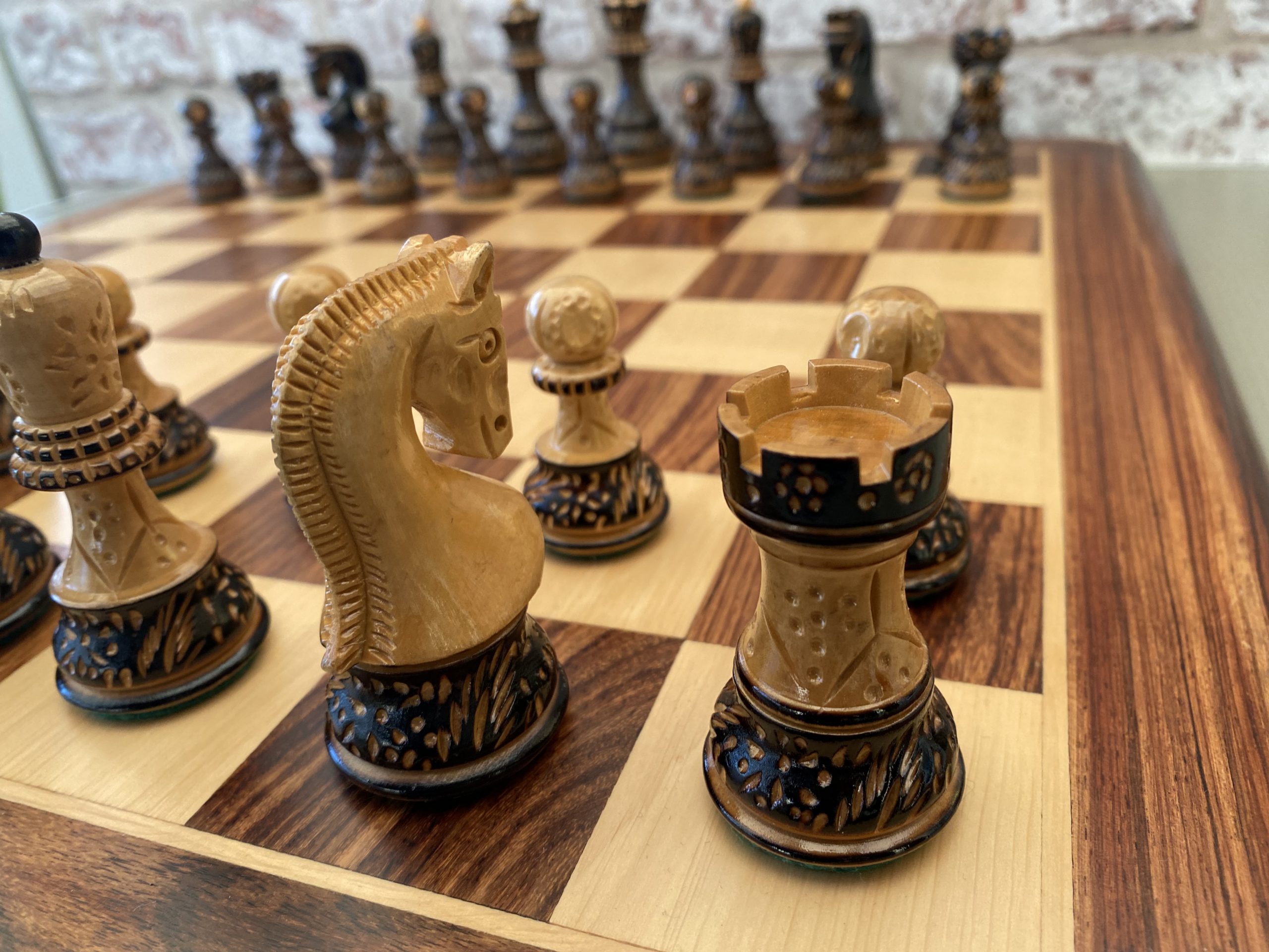 Wooden The 4 inch Burnt Zangreb Grand Master Chess Set, Packaging