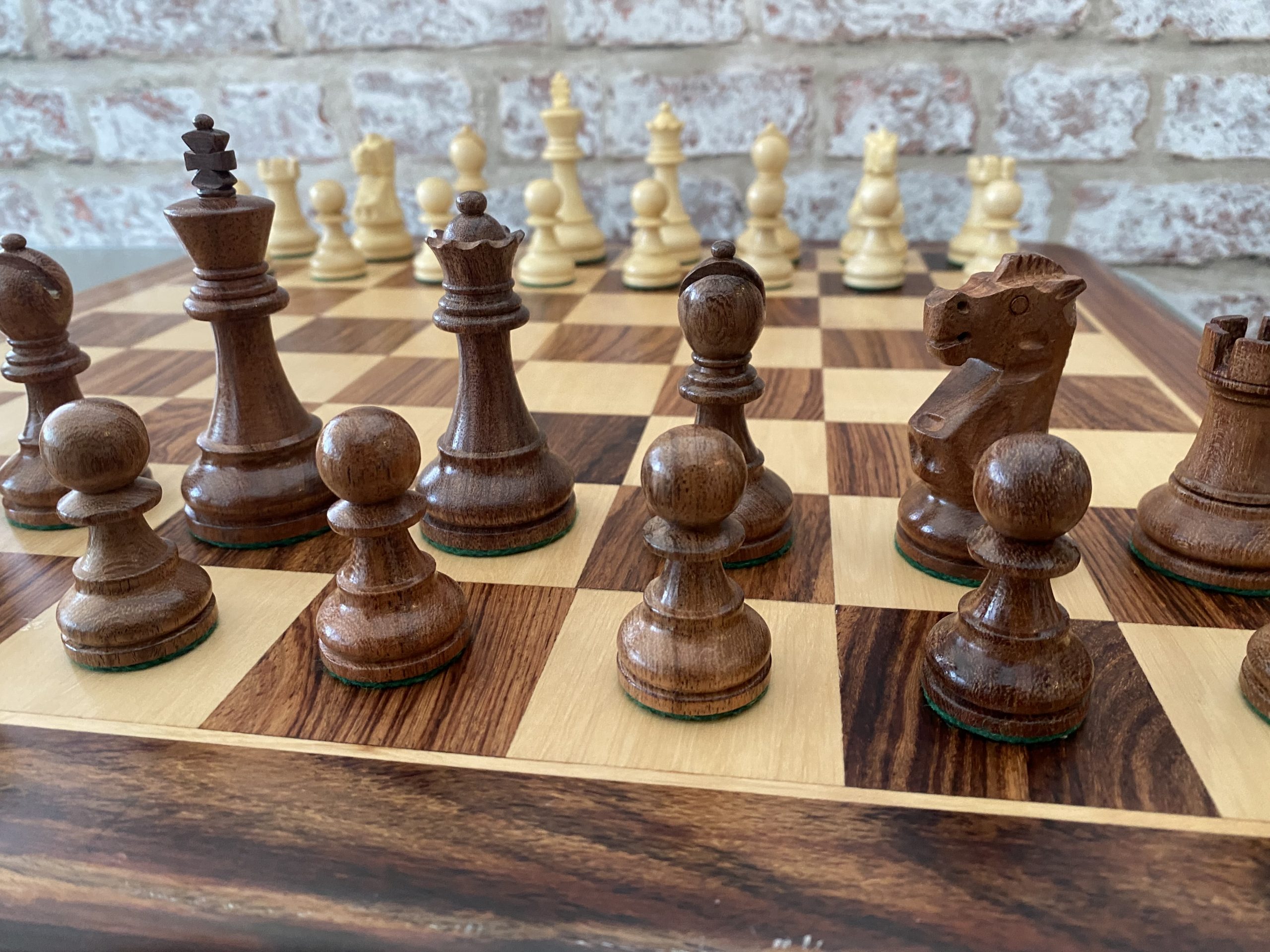 The Morgan - Double Weighted Acacia Staunton Chess Set - ChessBaron Chess  Sets USA - Call (213) 325 6540