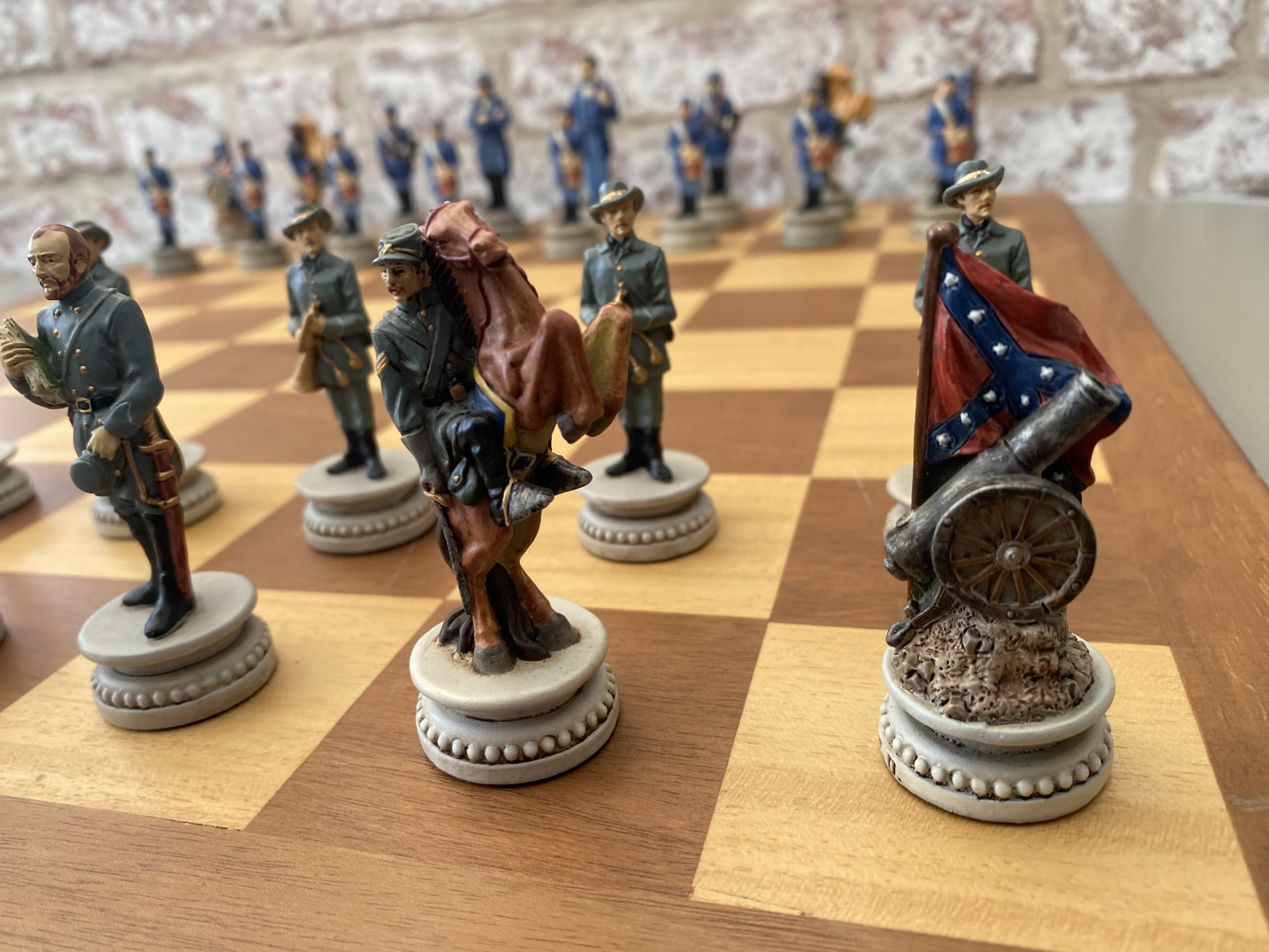 Hand Painted Resin WWII Chess Set