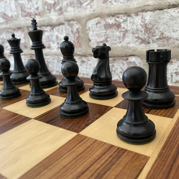 The Black Sovereign Deluxe Chess Set in Solid Ebony