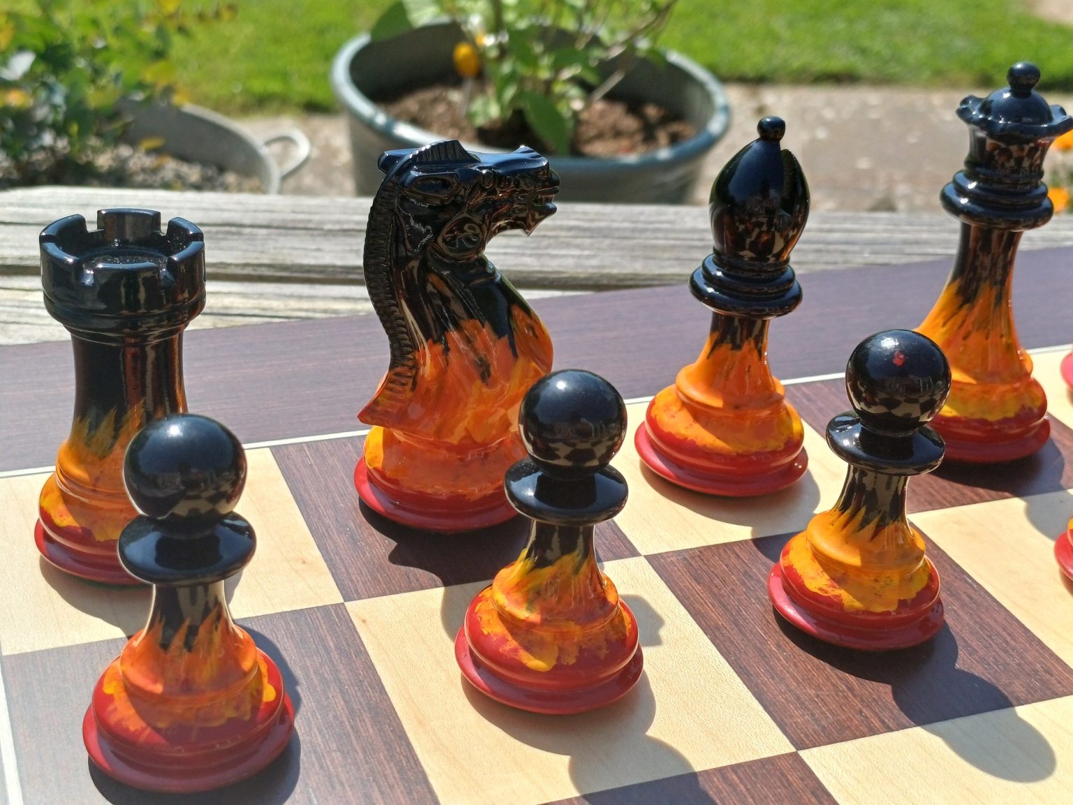 Fire Chess The Artist - Fire and Ice Triple Weight Set - ChessBaron Chess Sets USA ...