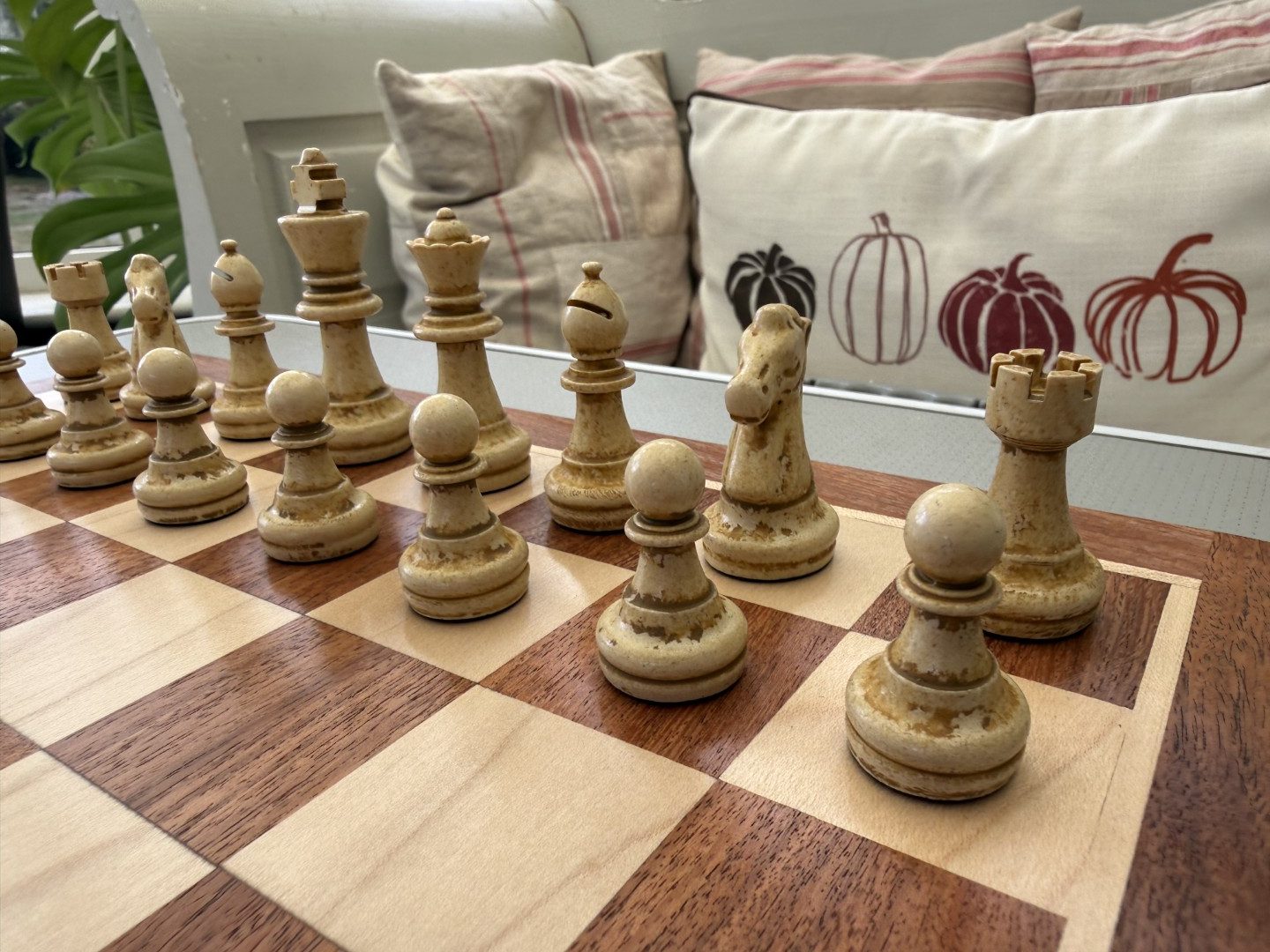 Complete Staunton Chess Set with 12" Board Case and Stone Chess Pieces - Image 10