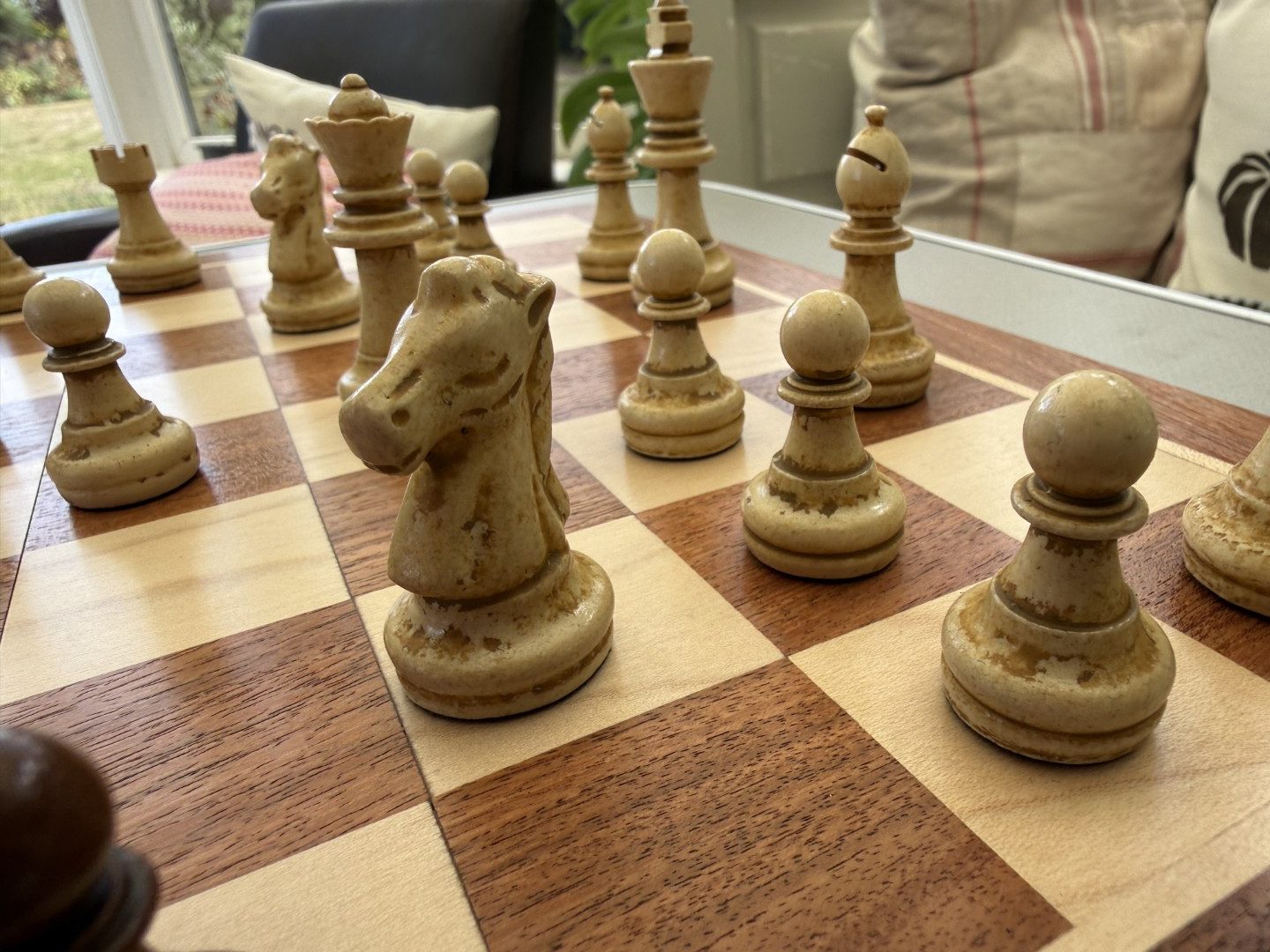 Complete Staunton Chess Set with 12" Board Case and Stone Chess Pieces - Image 13