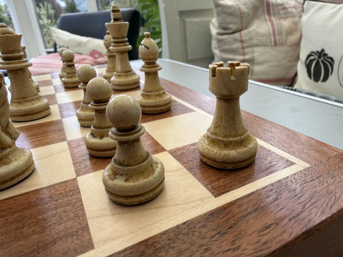Complete Staunton Chess Set with 12" Board Case and Stone Chess Pieces - Image 14