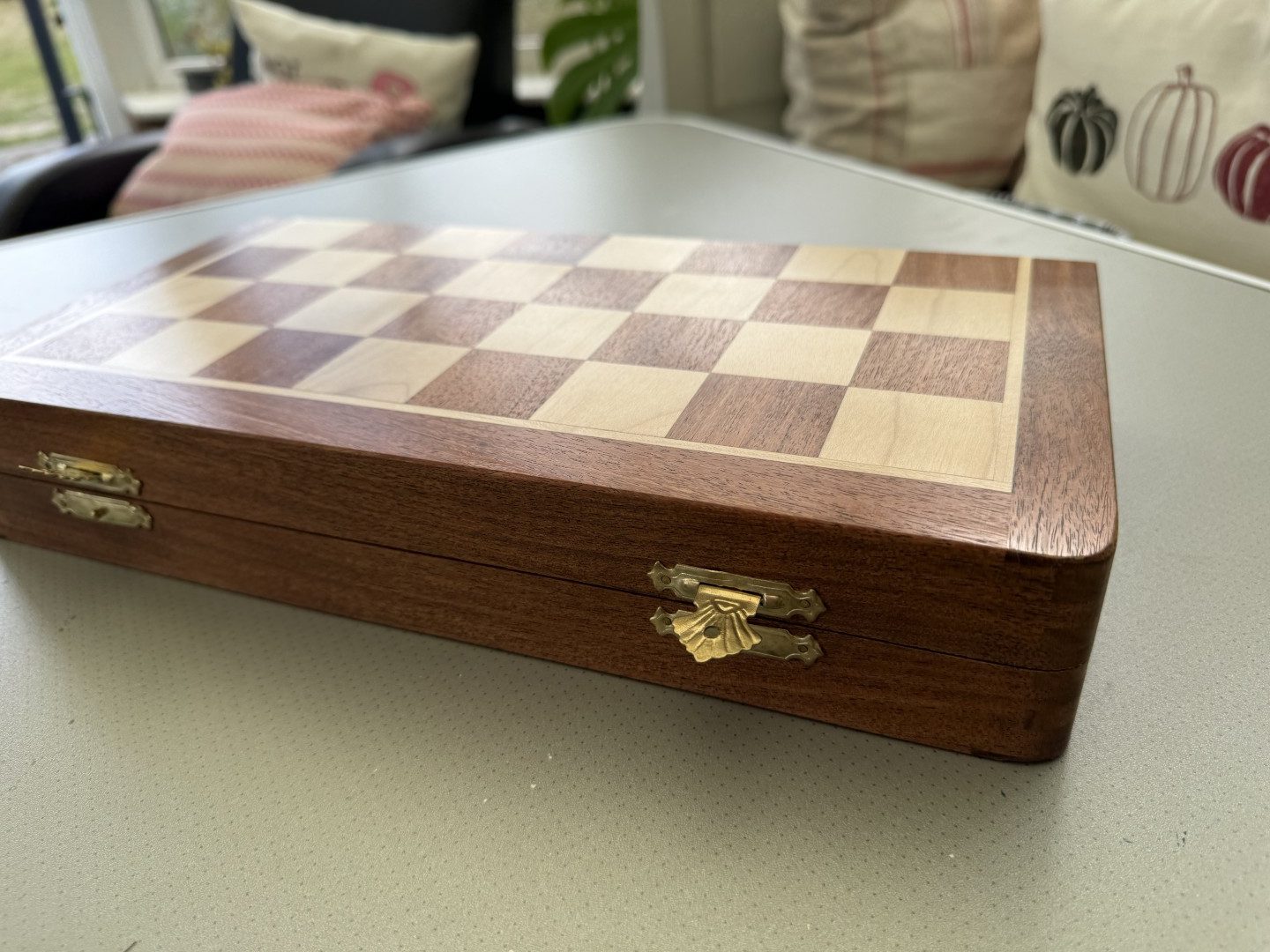 Complete Staunton Chess Set with 12" Board Case and Stone Chess Pieces - Image 5