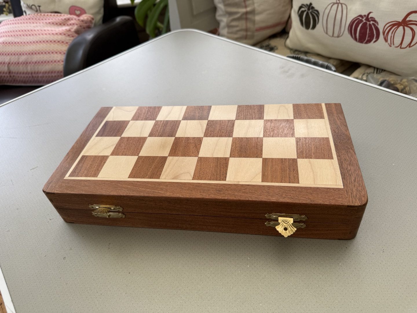 Complete Staunton Chess Set with 12" Board Case and Stone Chess Pieces - Image 6