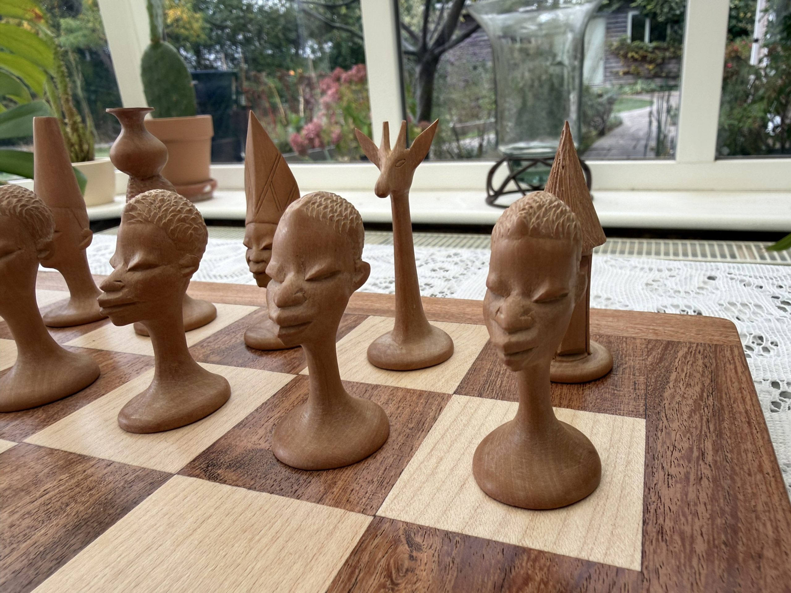 Vintage Makonde Tribal Chess Set - Hand Carved, East Africa 1950s/60s